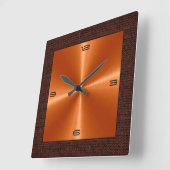 Orange Stainless Steel Modern Burlap Border Quadratische Wanduhr (Winkel)