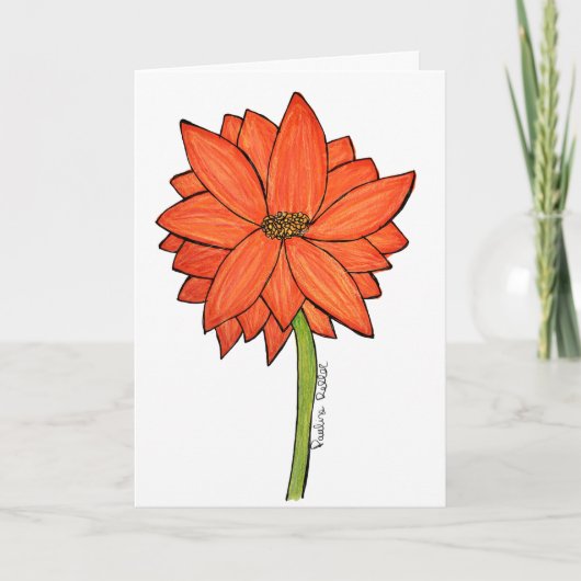 Orange standing Flower Karte (Vorderseite)