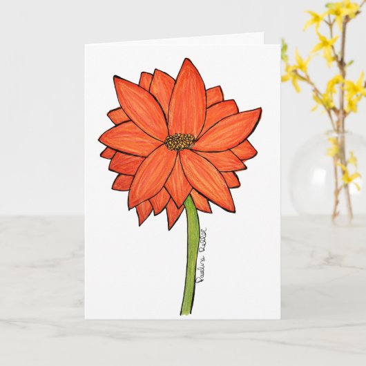 Orange standing Flower Karte (Gelbe Blume)