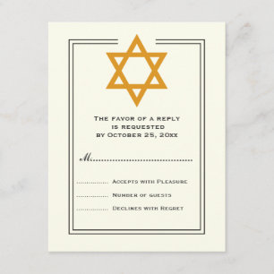 Orange Star von David Bar Mitzvah Antwortkarte RSVP Karte
