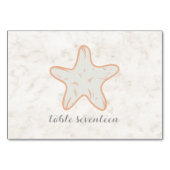 Orange Starfish Hochzeitstisch Tischnummer (Rückseite)
