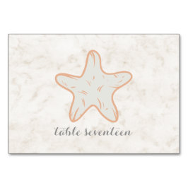 Orange Starfish Hochzeitstisch Tischnummer