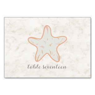 Orange Starfish Hochzeitstisch Tischnummer