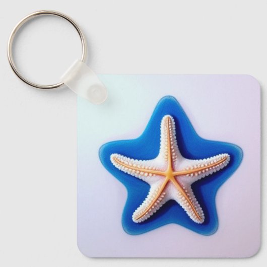 Orange Starfish in Blue Schlüsselanhänger (Vorderseite)
