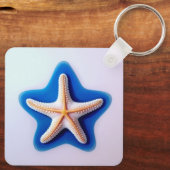 Orange Starfish in Blue Schlüsselanhänger (Rückseite)