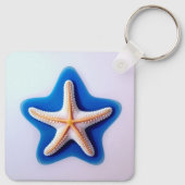 Orange Starfish in Blue Schlüsselanhänger (Rückseite)