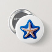Orange Starfish in Blue Star Silhouette Button (Vorne & Hinten)