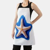 Orange Starfish in Blue Star Silhouette Schürze (InSitu)