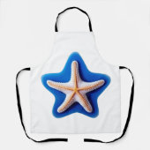Orange Starfish in Blue Star Silhouette Schürze (Vorderseite)