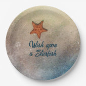 Orange Starfish in Sand und Surf individuell anpas Pappteller (Vorderseite)