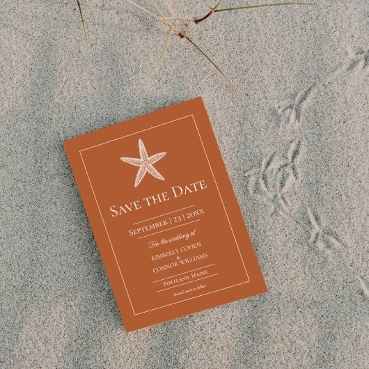 Orange Starfish Monogram Foto Save The Date