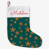 Orange Starfish-Muster | addieren Ihren Namen Kleiner Weihnachtsstrumpf (Vorderseite)
