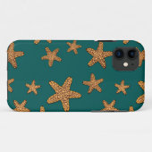 Orange Starfish-Muster Case-Mate iPhone Hülle (Rückseite (Horizontal))