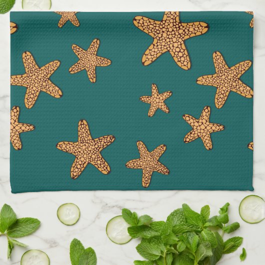 Orange Starfish-Muster Handtuch (Gefaltet)