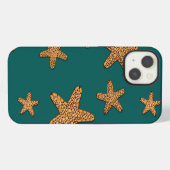 Orange Starfish-Muster iPhone Hülle (Rückseite (Horizontal))