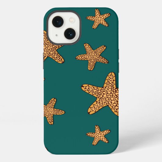Orange Starfish-Muster iPhone Hülle (Rückseite)