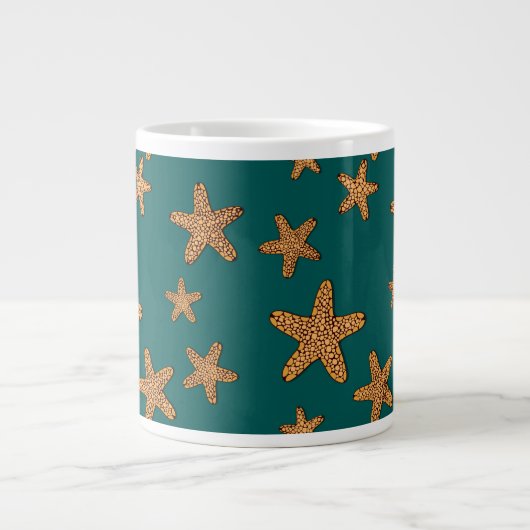 Orange Starfish-Muster Jumbo-Tasse (Vorderseite)