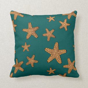 Orange Starfish-Muster Kissen