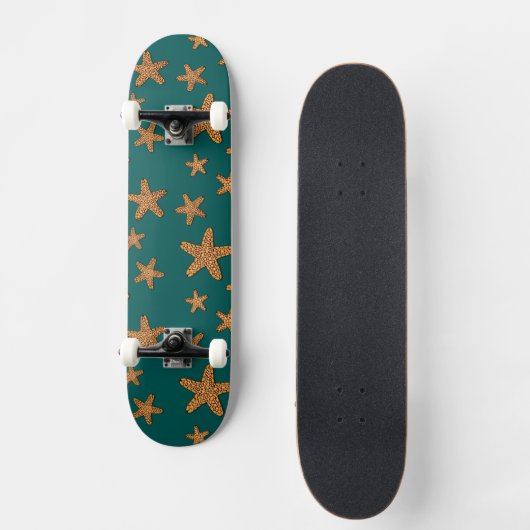 Orange Starfish-Muster Skateboard (Vorderseite)