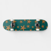 Orange Starfish-Muster Skateboard (Horizontal)