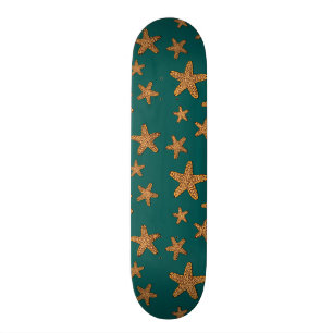 Orange Starfish-Muster Skateboard