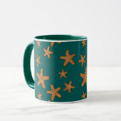 Orange Starfish-Muster Tasse (Vorderseite Links)