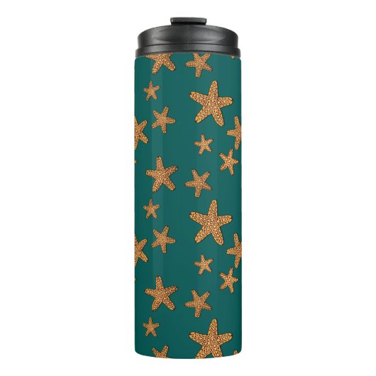 Orange Starfish-Muster Thermosbecher (Vorderseite)