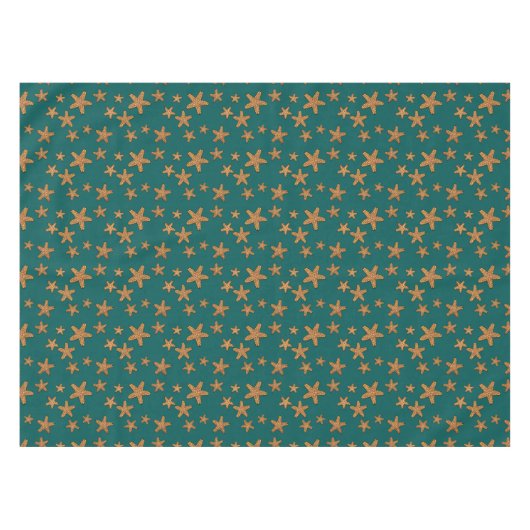 Orange Starfish-Muster Tischdecke (Vorderseite (Horizontal))