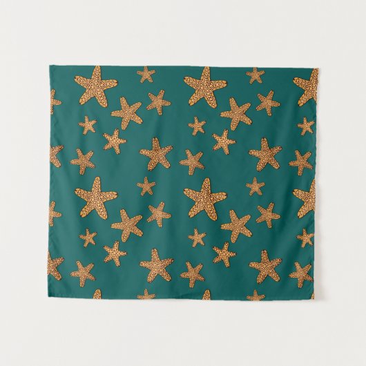 Orange Starfish-Muster Wandteppich (Vorderseite (Horizontal))