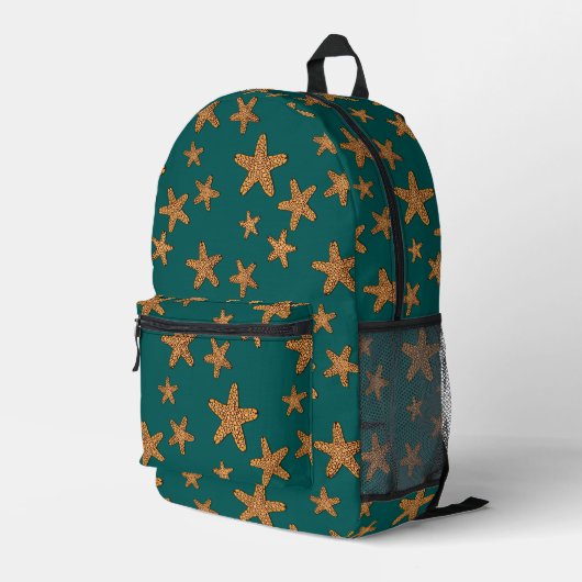 Orange Starfish Pattern Bedruckter Rucksack (Rückseitige Ecke Rechts)