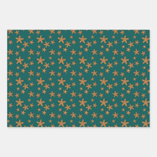 Orange Starfish Pattern Geschenkpapier Set (Vorderseite 2)