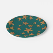 Orange Starfish Pattern Pappteller (Schrägansicht)