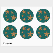Orange Starfish Pattern Runder Aufkleber (Blatt)