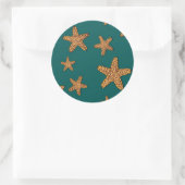 Orange Starfish Pattern Runder Aufkleber (Tasche)