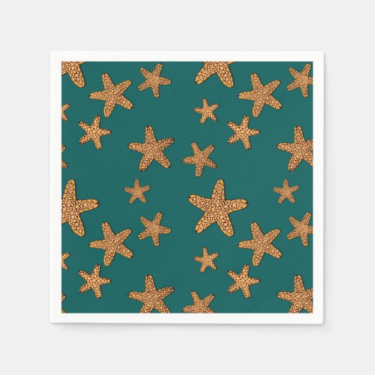 Orange Starfish Pattern Serviette (Vorderseite)