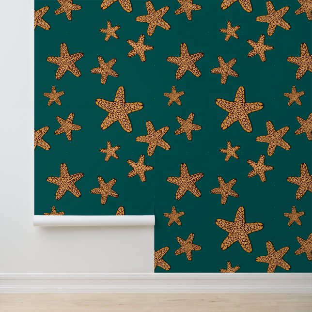 Orange Starfish Pattern Tapete (Anwendung)