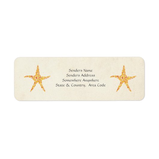 Orange Starfish Summer Beach Small Address Labels (Vorne)
