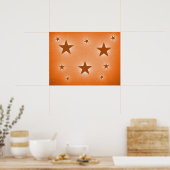 Orange Stars in Night Sky Poster (Küche)