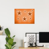 Orange Stars in Night Sky Poster (Heimbüro)