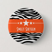 Orange Stars Zebra Print Sweet 16 Button (Vorderseite)
