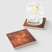 Orange Static Fraktal Square Untersetzer (Seitenansicht)