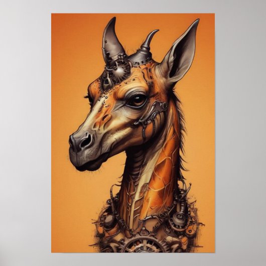 Orange Steampunk Giraffe, Poster (Vorne)