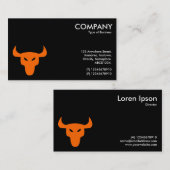 Orange Steer Symbol - Schwarz Visitenkarte (Vorne/Hinten)