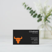 Orange Steer Symbol - Schwarz Visitenkarte (Stehend Vorderseite)