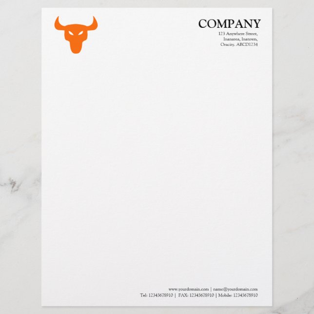 Orange Steer Symbol - weiß Briefkopf (Vorderseite)