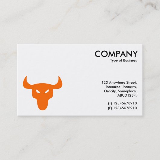 Orange Steer Symbol - weiß Visitenkarte (Vorderseite)