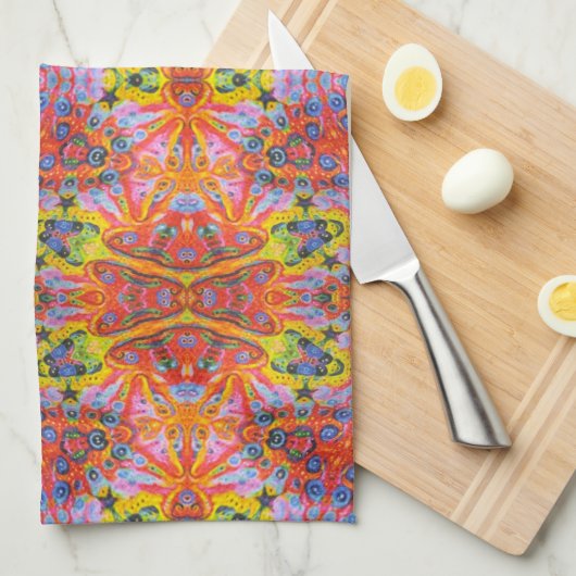 Orange Stern-Insel 3 Geschirrtuch (Viertel Falte)