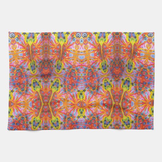 Orange Stern-Insel 3 Geschirrtuch (Horizontal)
