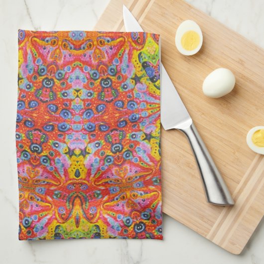 Orange Stern-Insel 4 Geschirrtuch (Viertel Falte)