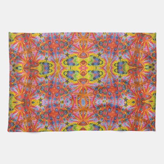 Orange Stern-Insel 4 Geschirrtuch (Horizontal)